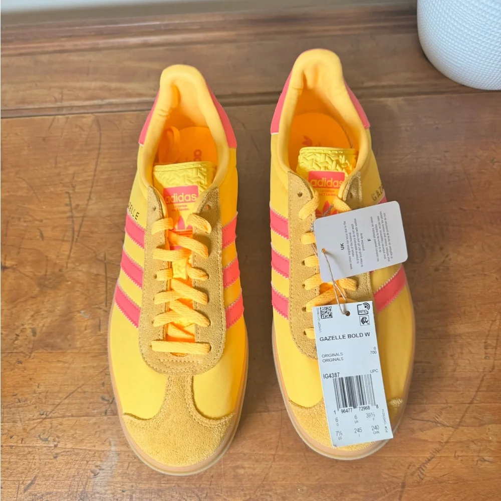 NWT Adidas Originals  Gazelle Bold in Spark & Lucid Pink Sneakers, Size 7.5 - Picture 9 of 10